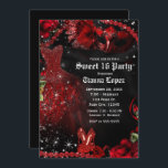 Red Black Dress Masquerade Sweet 16 Geburtstagspar Einladung<br><div class="desc">Anpassen für jedes Ereignis.</div>