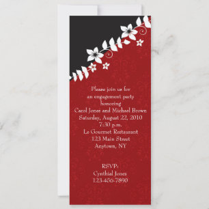 Red Black Fiançailles Invitation