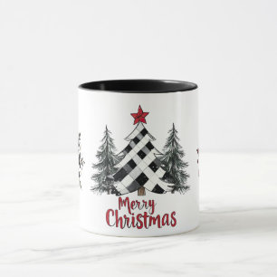 Red Black Frohe Weihnachtsbaumen Schneeflocken Tasse