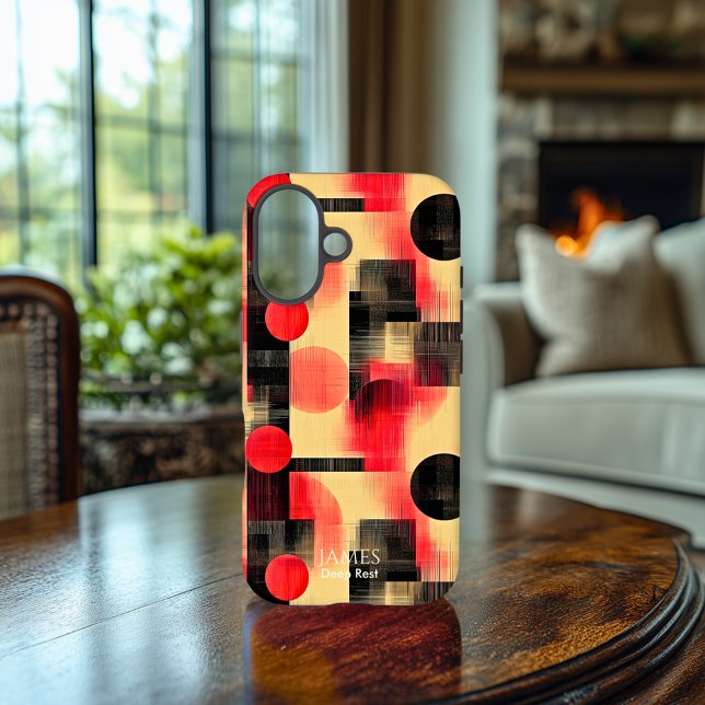 Red & Black Geometric Art Phone Case für iPhone (Von Creator hochgeladen)