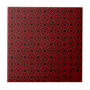 Red Black Geometric Seamless Pattern Fliese