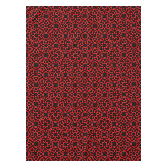 Red Black Geometric Seamless Pattern Tischdecke (Vorderseite)