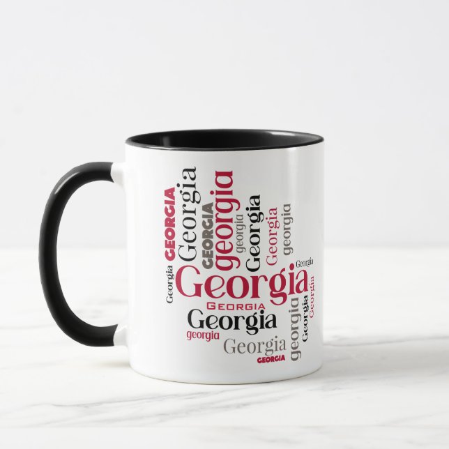 Red Black Georgia Word Art Tasse (Links)