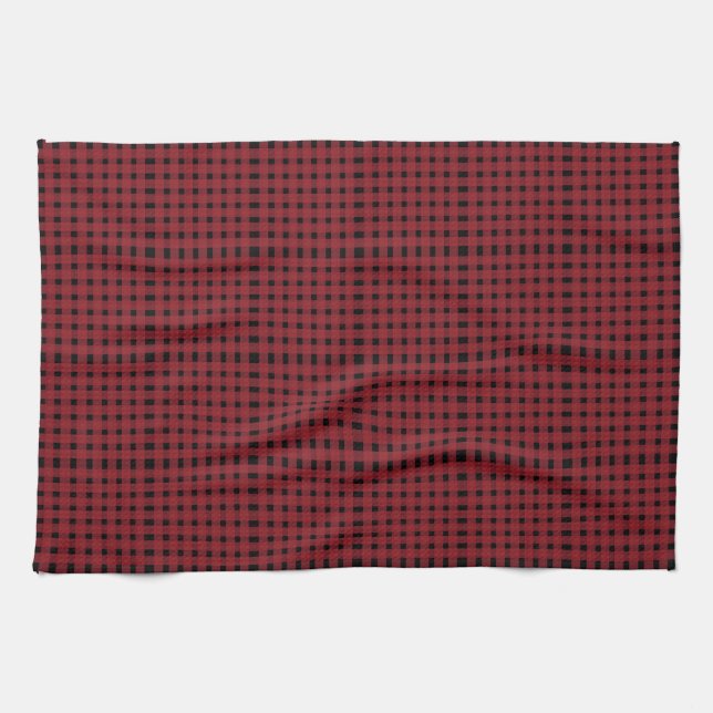 Red Black Gingham Kariert Pattern Geschirrtuch (Horizontal)