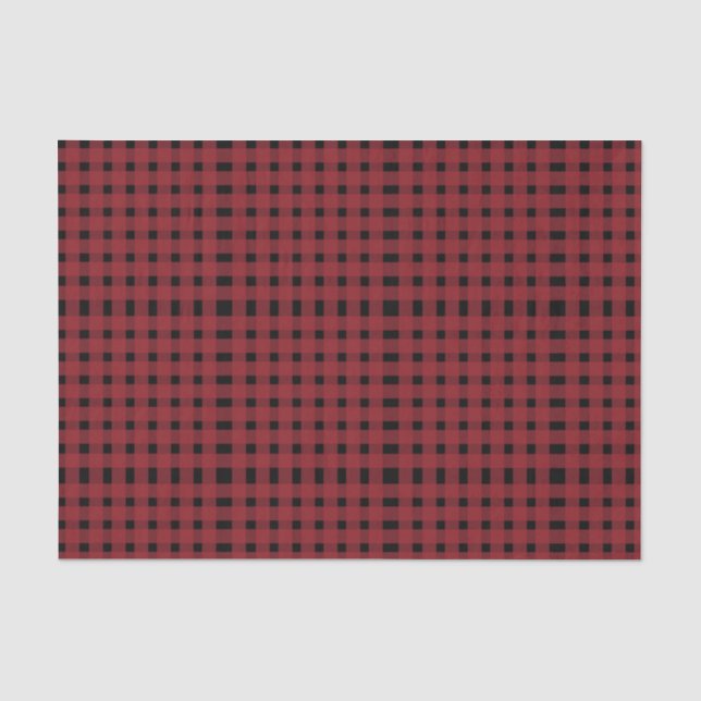 Red Black Gingham Pattern Seidenpapier (Vorderseite)