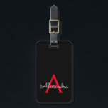 Red Black Girl Script Monogram Name Modern Gepäckanhänger<br><div class="desc">Rot und Schwarz Monogramm Fügen Sie Ihren eigenen Namen Script Signature Pillow. Das Gepäcksack-Tag macht den perfekten 16 Geburtstag,  Hochzeit,  Brautparty,  Babydusche oder Junggeselinnen-Abschied Geschenk für jemanden,  der einen eleganten und modernen Stil Lieben.</div>