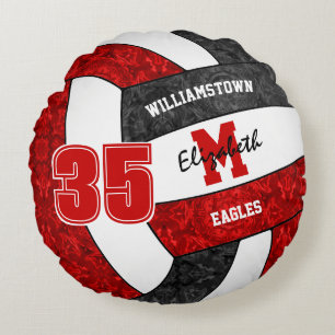 Red Black Girls Volleyball Saison Sake Rundes Kissen