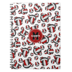 Red Black Girls Volleyball Team Farben personalisi Notizblock