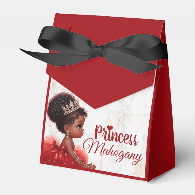 Red Black Gold African Princess Royal Baby Dusche Geschenkschachtel (Vorderseite)