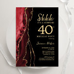 Red Black Gold Agate Überraschung 40. Geburtstag Einladung<br><div class="desc">Rot,  Schwarz und Gold überraschen die 40. Party Einladung. Elegantes modernes Design mit Aquarellfarben-marmorgeode Hintergrund,  Imitats Glitzer Gold und Typografie Skript-Schriftart. Die trendige Einladungskarte eignet sich perfekt für eine stilvolle Damenfeier. Gedruckte Zazzle-Einladungen oder Sofortdownload digitaler Druckvorlage.</div>