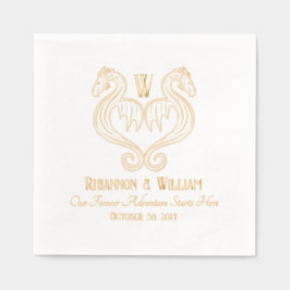 Red Black Gold Dragon Monogram Fantasy Wedding Servietten Mit Folie