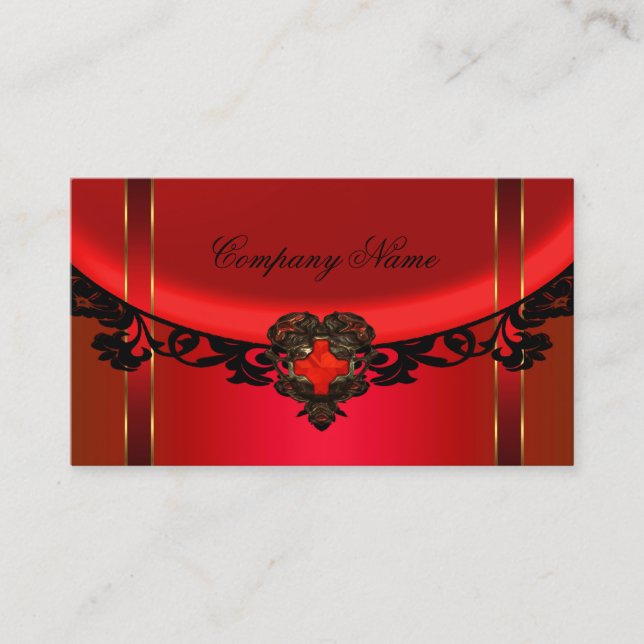 Red Black Gold Elegante Boutique Rotes Profil Visitenkarte (Vorderseite)