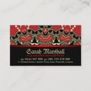Red+Black Gold Goth Deco mit Logo Business Card Visitenkarte