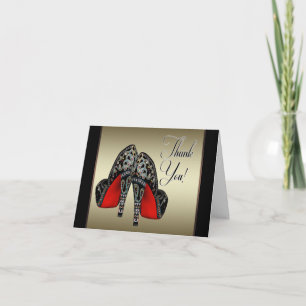 Red Black Gold High Heels Vielen Dank Dankeskarte
