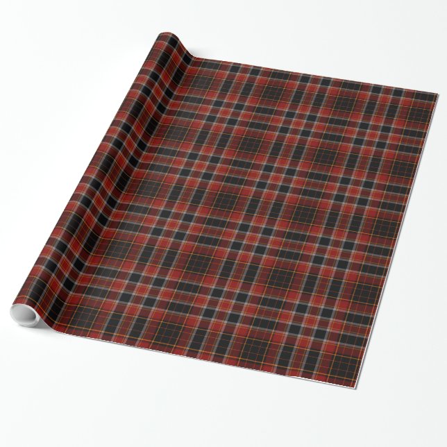 Red Black Gold Tartan Kariert Geschenkpapier (Ungerollt)