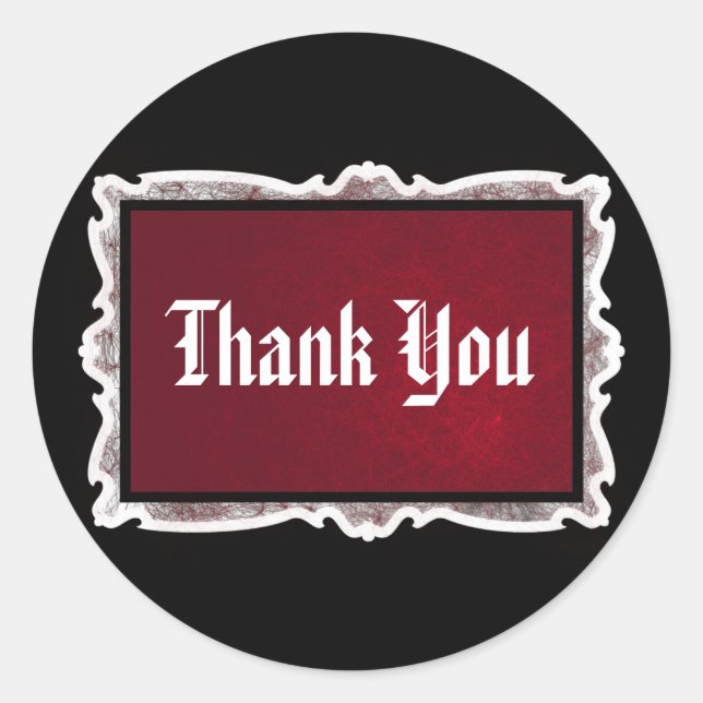 Red & Black Goth Wedding Vielen Dank an Stickers (Vorderseite)