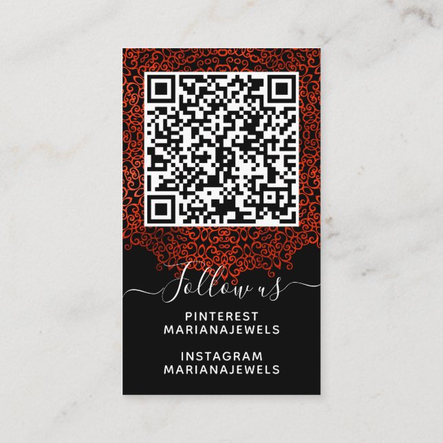 Red & Black Gothic Mandala Earring Display Cards Visitenkarte (Rückseite)