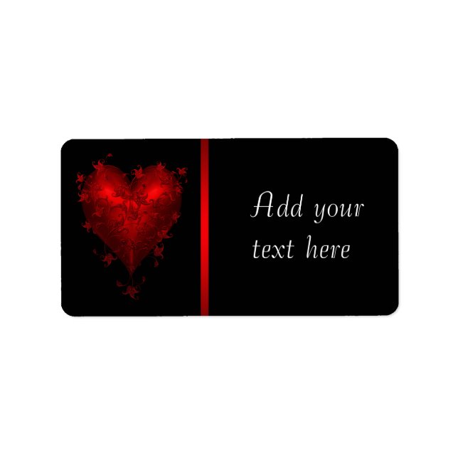 Red Black Gothic Red Heart Address Labels Adressaufkleber (Vorne)