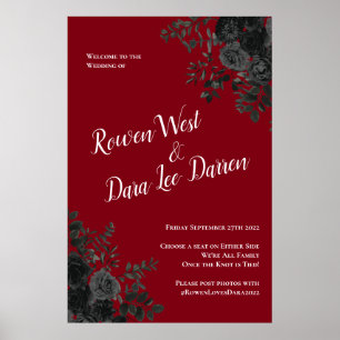 Red Black Gothic Rose Elegante Hochzeit Poster
