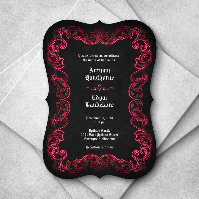 Red Black Gothic Wedding Einladung (Von Creator hochgeladen)
