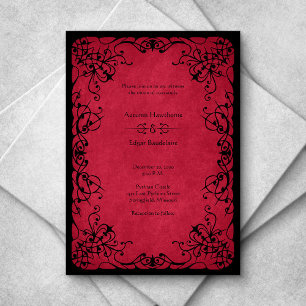 Red Black Gothic Wedding Einladung