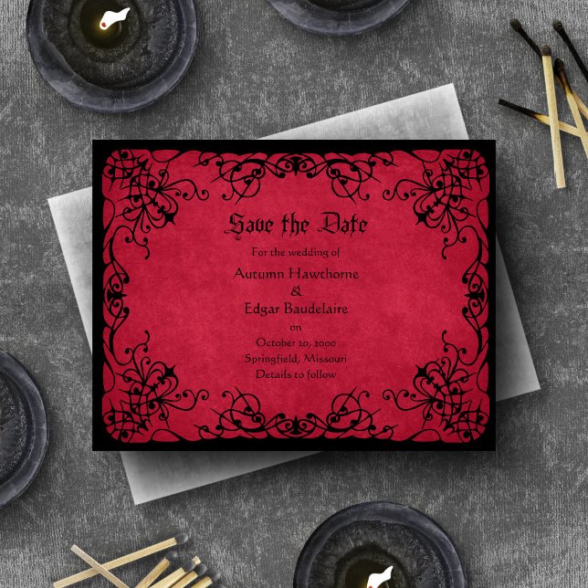 Red Black Gothic Wedding Save The Date (Von Creator hochgeladen)