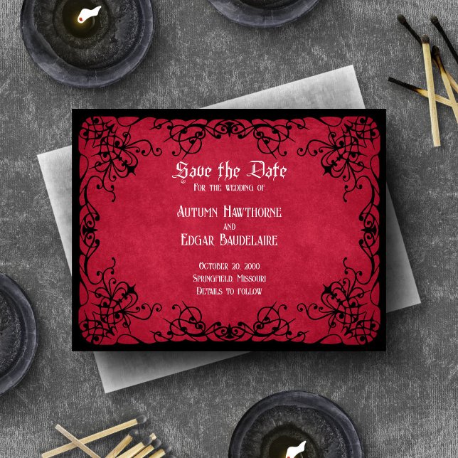 Red Black Gothic Wedding Save The Date (Von Creator hochgeladen)