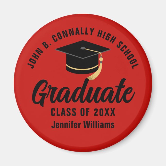 Red Black Graduate Custom Graduate Party Magnet (Vorne)