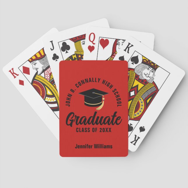 Red Black Graduate Custom Graduation Spielkarten (Rückseite)