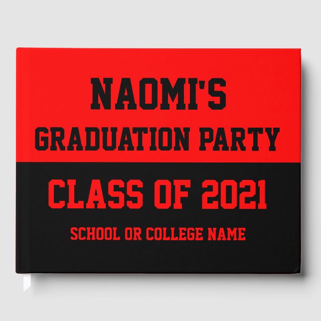Red & Black Graduation Party Class of 2024 Gästebuch (Vorderseite)