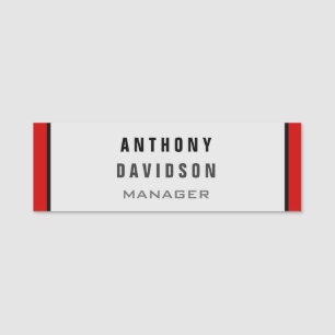 Red Black Gray Border Pattern Business Card Namensschild