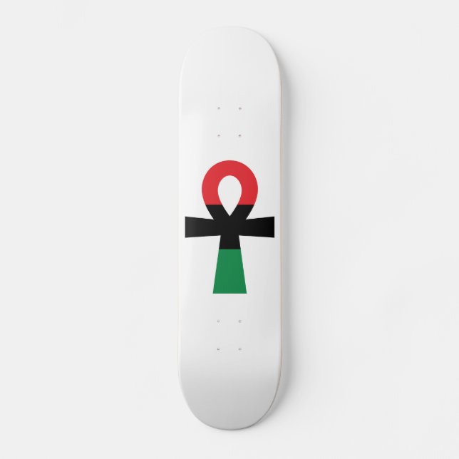 Red, Black & Green Ankh Skateboard (Vorderseite)