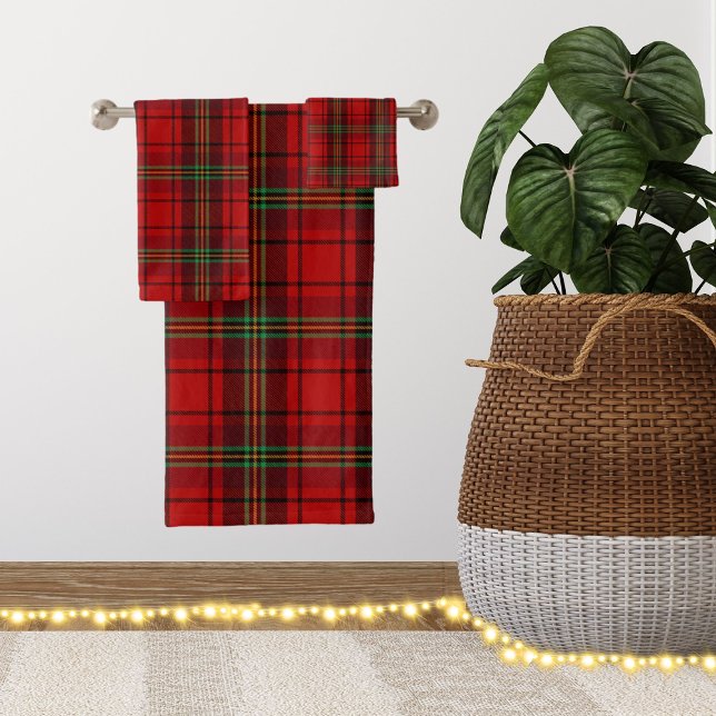 Red Black Green Cosy Plaid Badhandtuch Set (Von Creator hochgeladen)