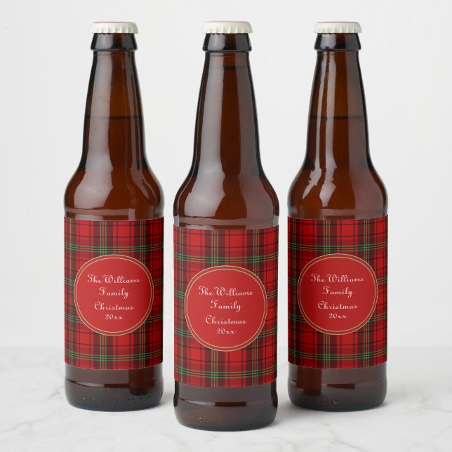 Red Black Green - Cosy Plaid Bierflaschenetikett (Flaschen)