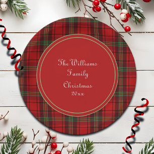 Red Black Green - Cosy Plaid - Name Pappteller