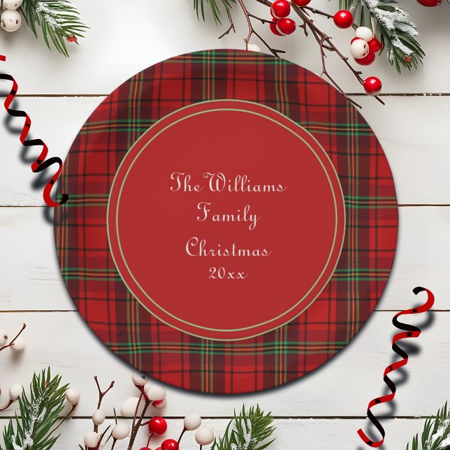 Red Black Green - Cosy Plaid - Name Pappteller (Von Creator hochgeladen)