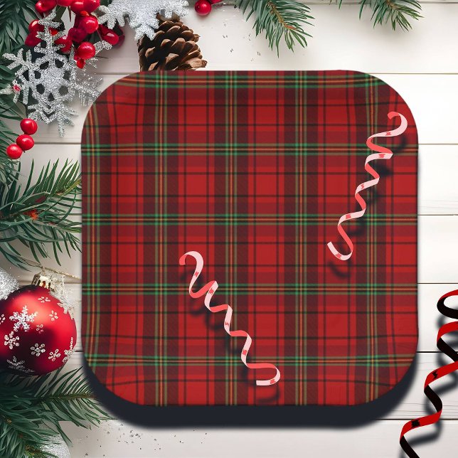 Red Black Green - Cosy Plaid Pappteller (Von Creator hochgeladen)