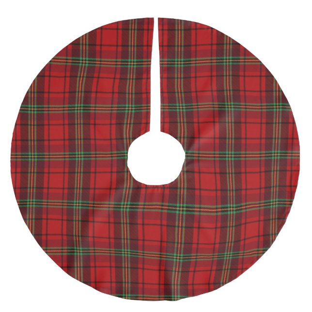 Red Black Green Cosy Plaid Polyester Weihnachtsbaumdecke (Vorderseite)