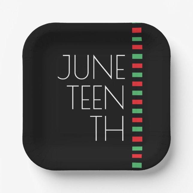 Red Black Green Juneteenth Pappteller (Vorderseite)