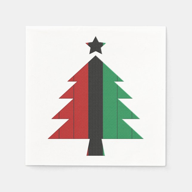 Red Black Green Kinara Christmas Tree Kwanzaa Serviette (Vorderseite)