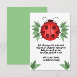 Red Black Green Ladybug Watercolor Babydusche Dankeskarte