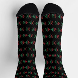 Red Black Green Snowflake Muster Kwanzaa Socken