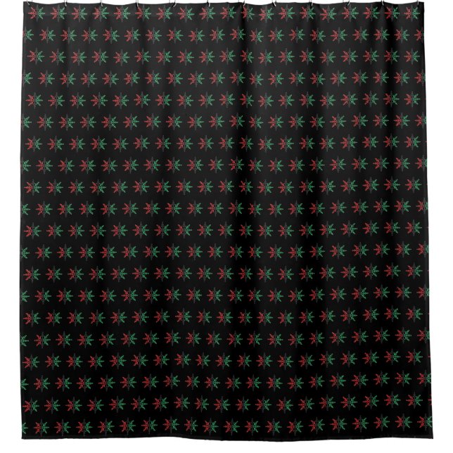 Red Black Green Snowflakes Kwanzaa Hintergrund Duschvorhang (Vorderseite)