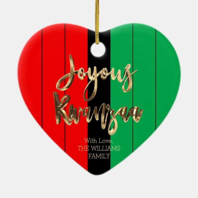 Red Black Green Strip Muster Joyous Kwanzaa Keramik Ornament (Hinten)