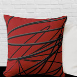 Red Black Grey Modern Elegant Abstract Kissen<br><div class="desc">Modern throw pillow features an elegant abstract linear composition in red, black and grey. An artistic abstract design with an organic linear pattern features black and grey organic lines that swirl from left to right on a red background. This decorative pillow is bound to add a splash of color to...</div>