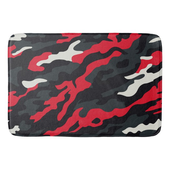 Red Black Grey White Camouflage Camouflage Pattern Badematte (Vorderseite)