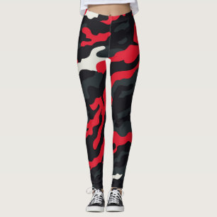 Red Black Grey White Camouflage Camouflage Pattern Leggings