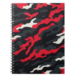 Red Black Grey White Camouflage Camouflage Pattern Notizblock