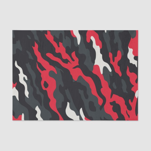 Red Black Grey White Camouflage Camouflage Pattern Seidenpapier (Vorderseite)