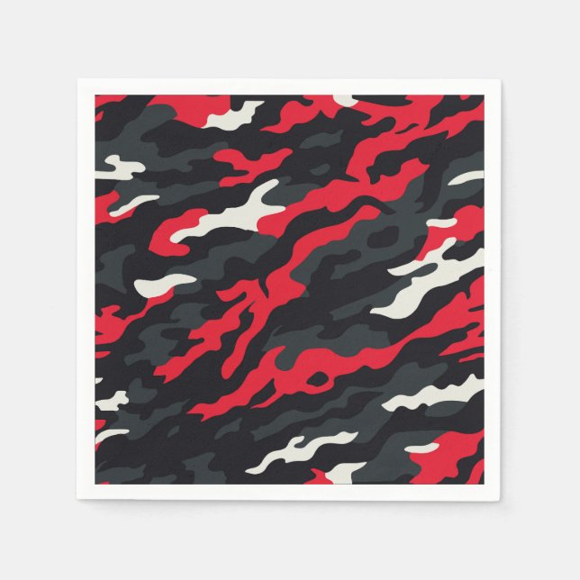 Red Black Grey White Camouflage Camouflage Pattern Serviette (Vorderseite)